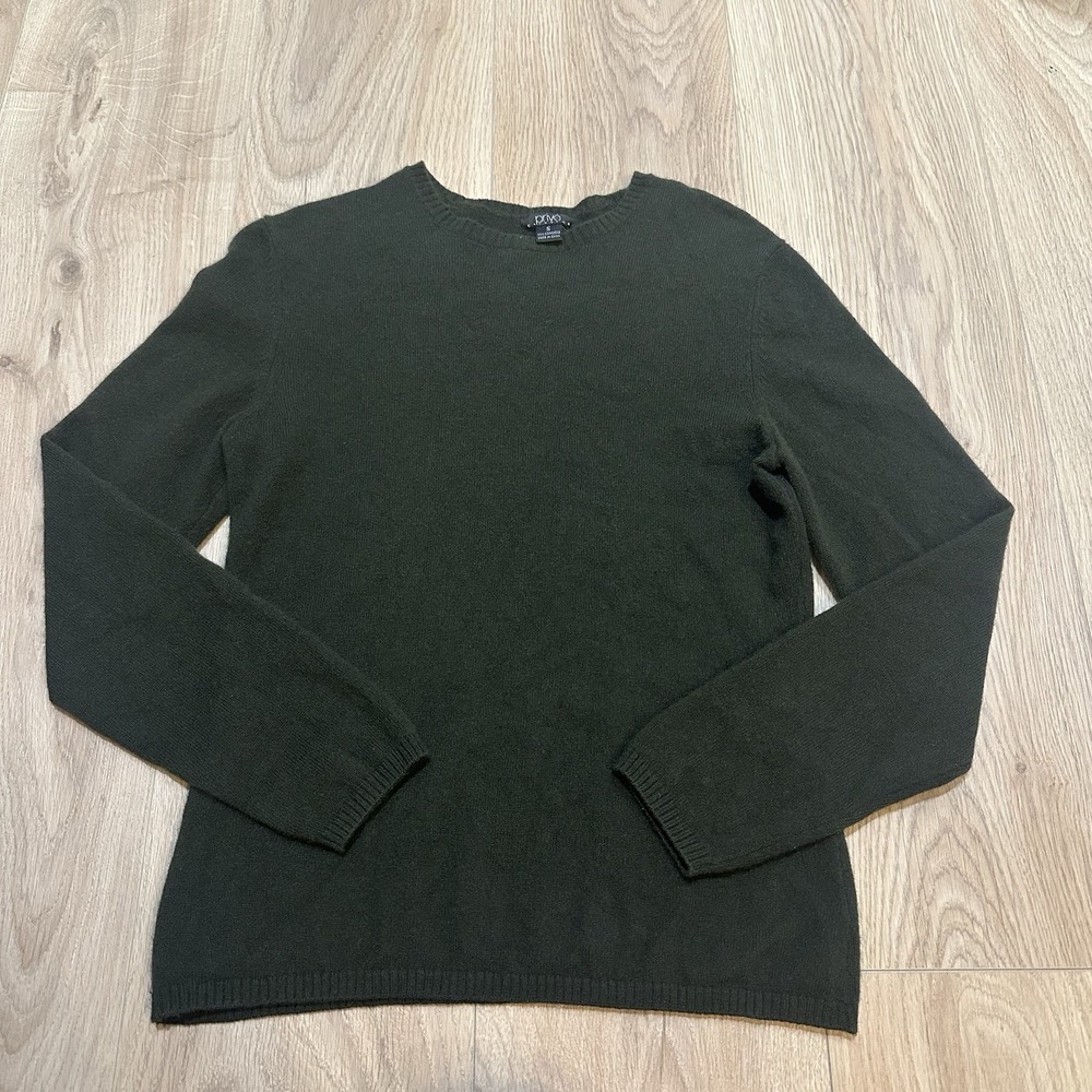 Prive 100% Cashmere Green Crew Neck Sweater Size Small‎ Classic Preppy Old Money